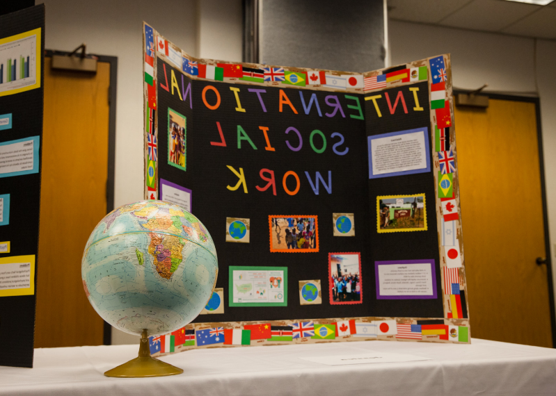 School classroom with a globe on the table